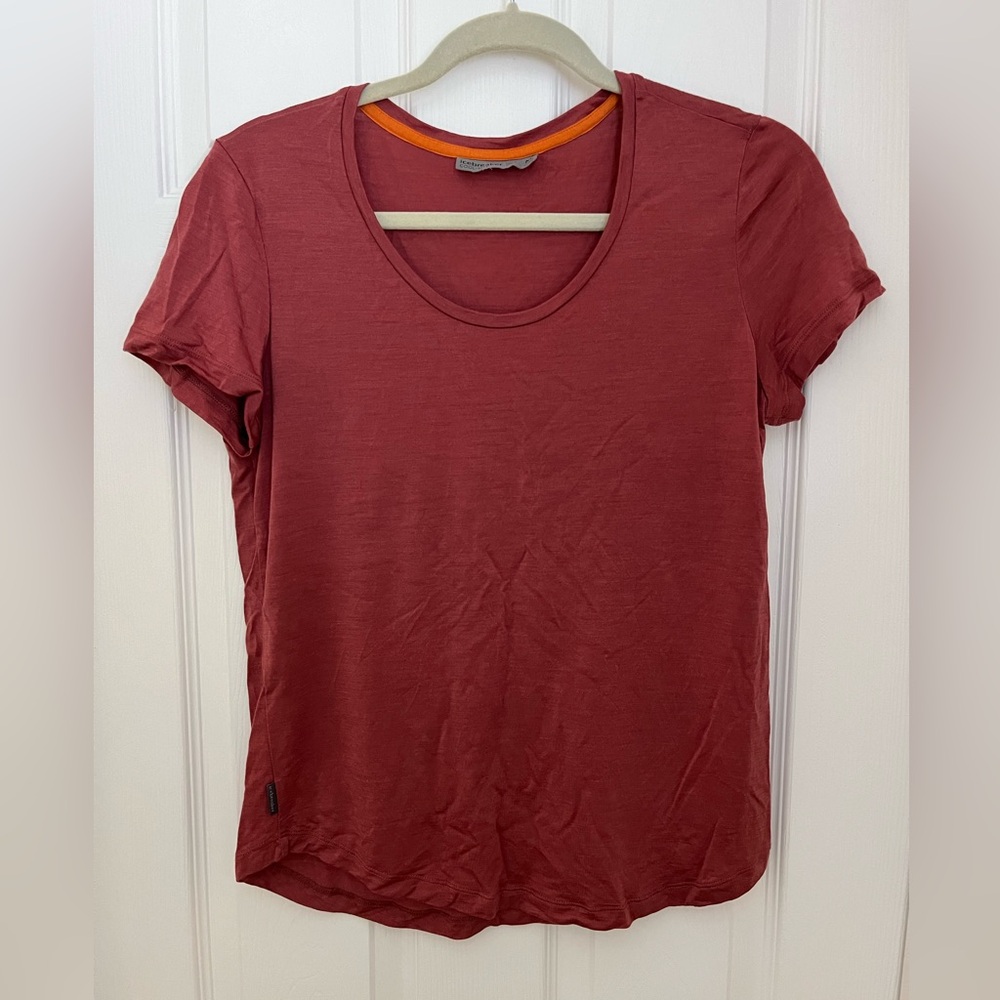 Icebreaker lyocell merino wool cool lite short sleeve tee pink size Medium